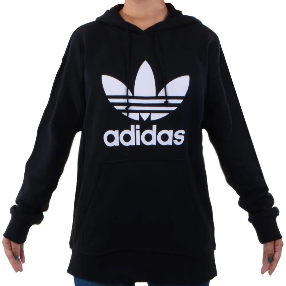 Moletom Feminino Adidas Trefoil Hoodie Preto